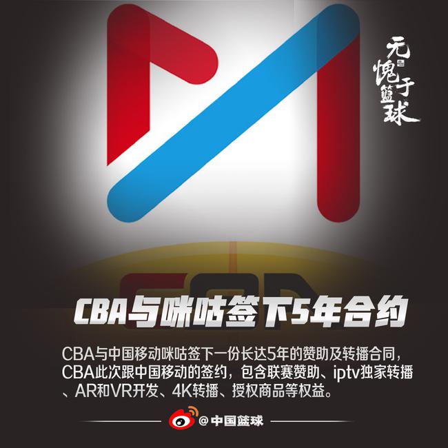 CBA与咪咕签下5年长约